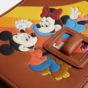 Disney X Coach Courier Bag With Mickey Mouse And Minnie Mouse